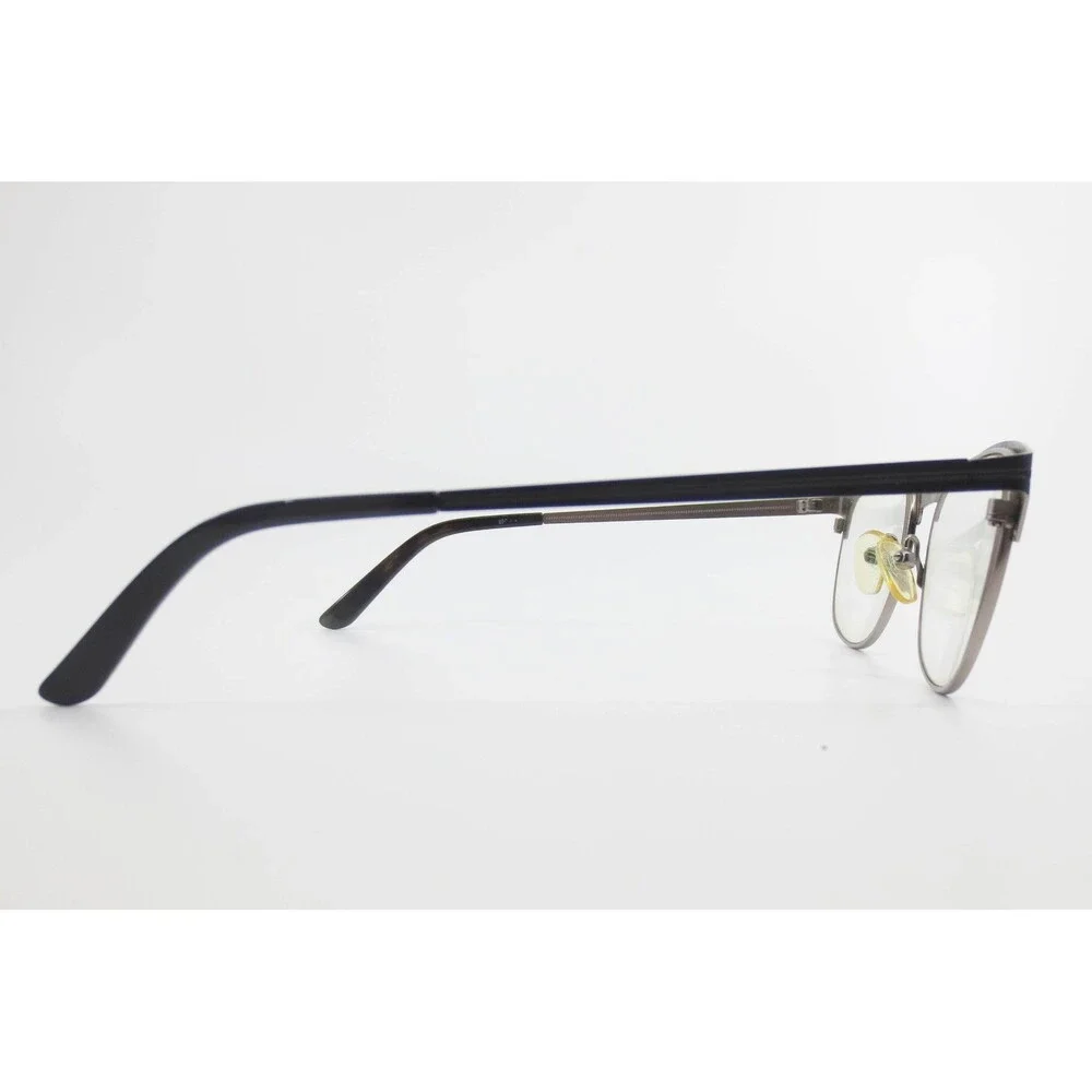 Unbranded Clubmaster Style Eyeglasses Black Silver Tone 50-19 Demo Lenses 39991